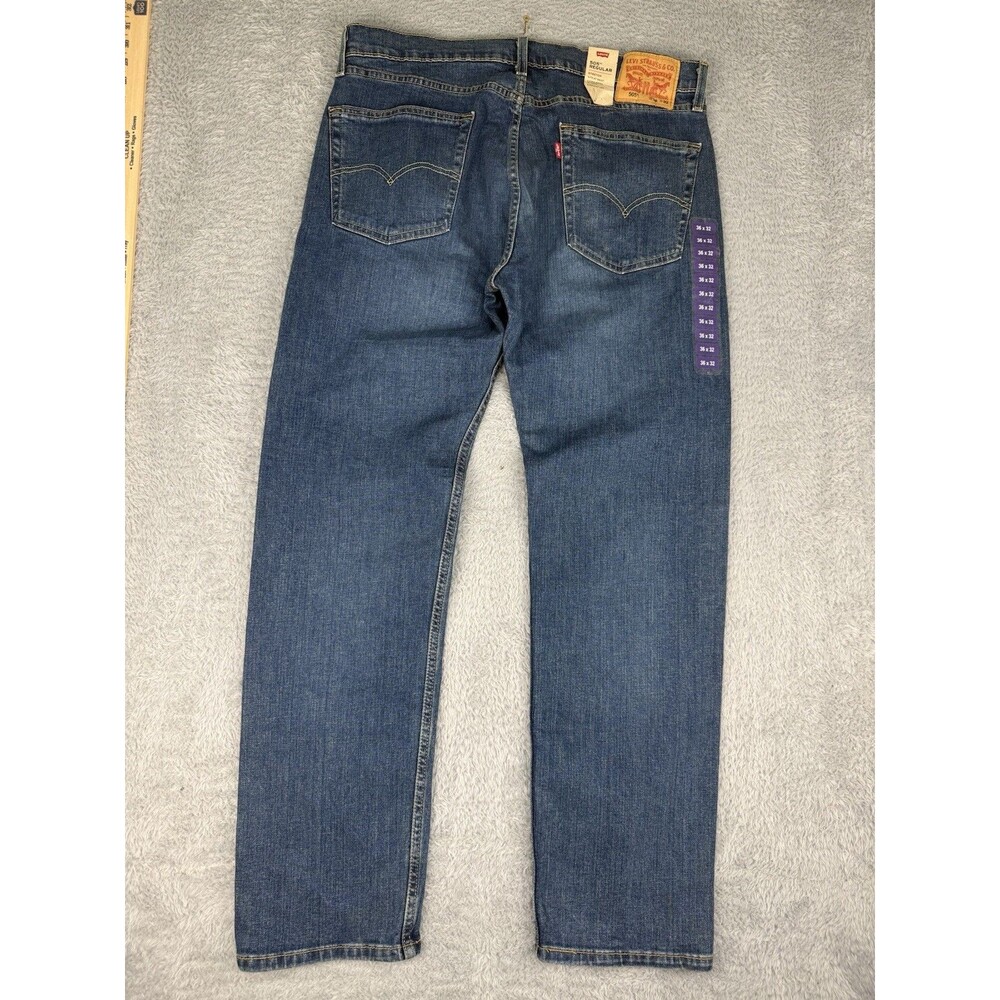 Levi’s 505 Jeans Mens 36x32 Blue Regular Fit Straight Leg Stretch Denim NWT